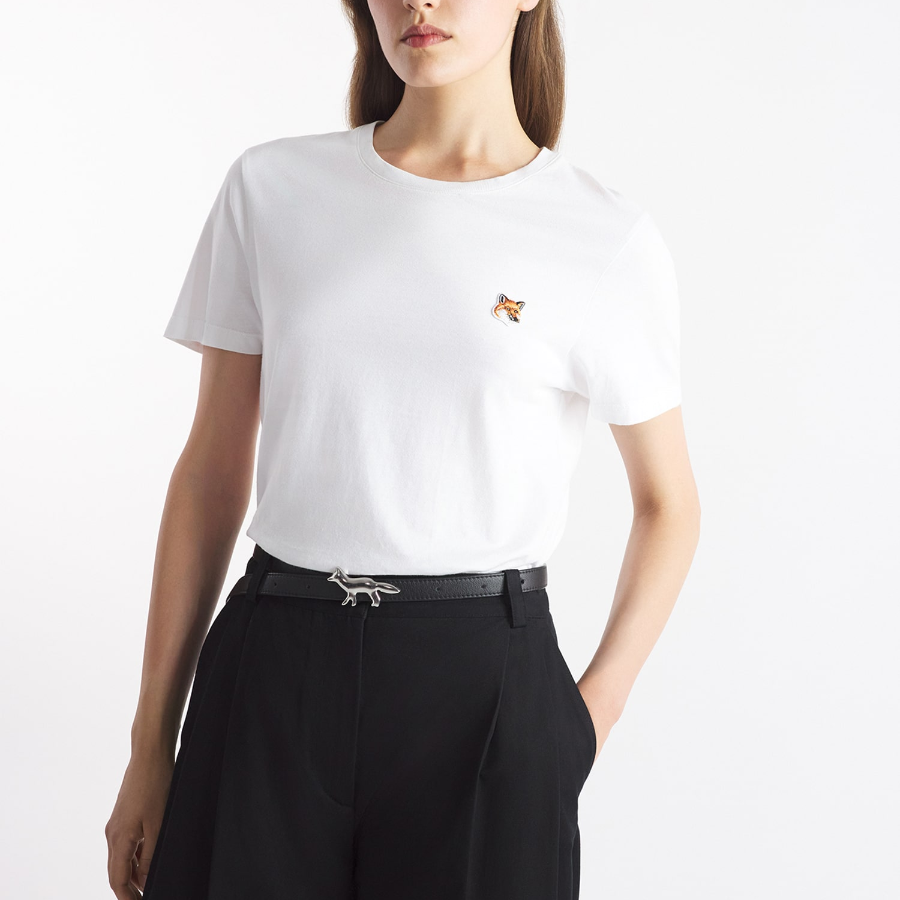Maison Kitsune Women Fox Head Patch Regular Tee-Shirt
