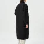 GANNI Tech Seersucker Oversized Shell Coat – Black