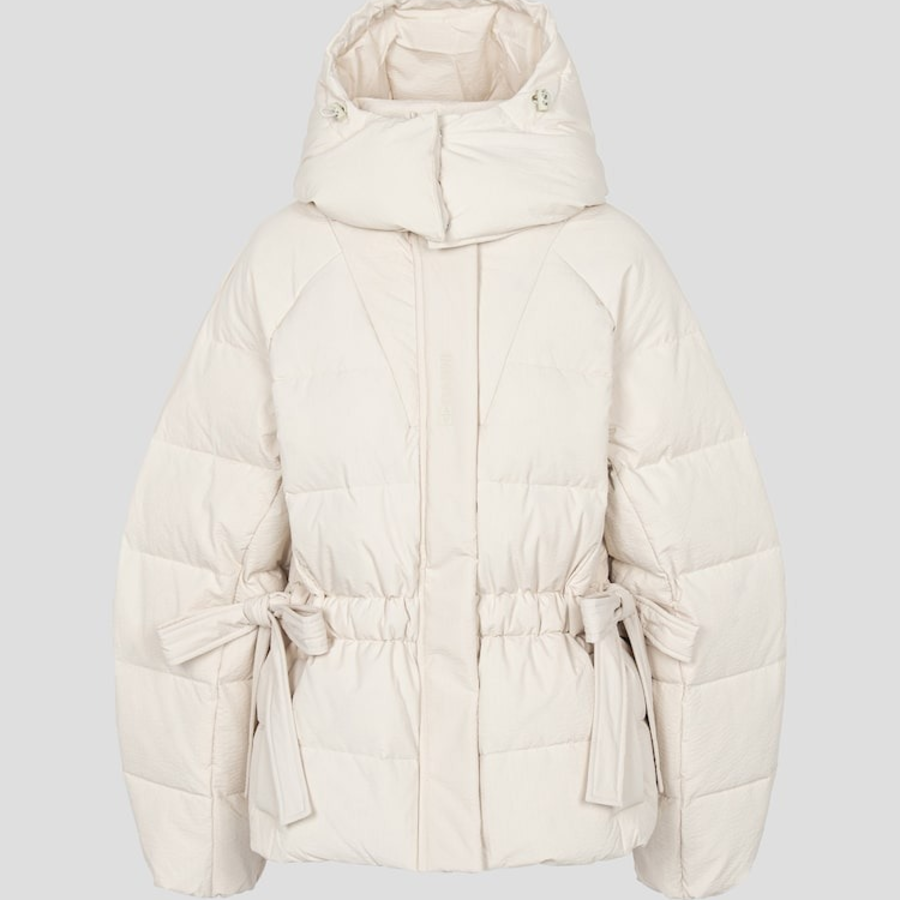 GANNI Nylon Tech Puffer Short Jacket – Tofu