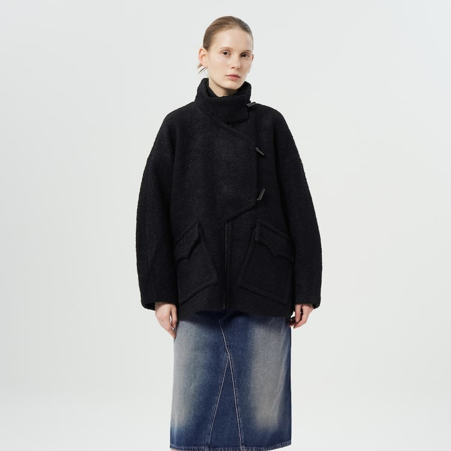 GANNI Drop Shoulder Half Placket Jacket – Black