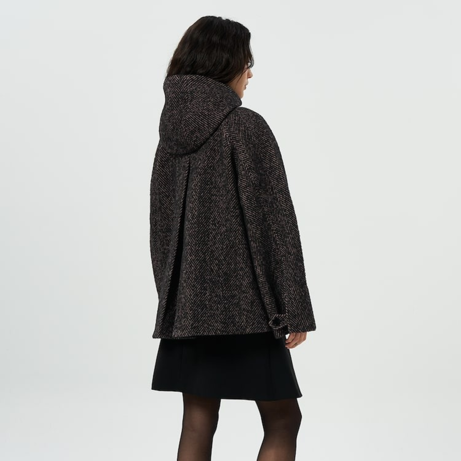 GANNI Herringbone Wool Midi Jacket – Brown