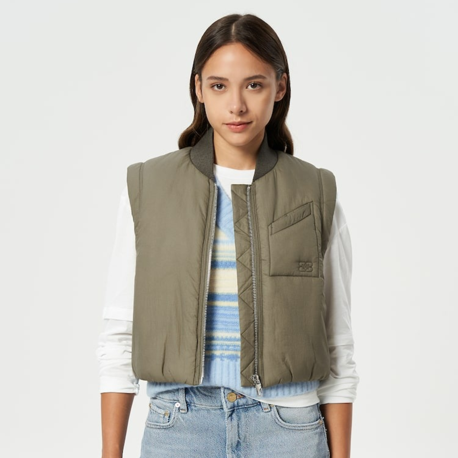 GANNI Quilt Short Vest – Black