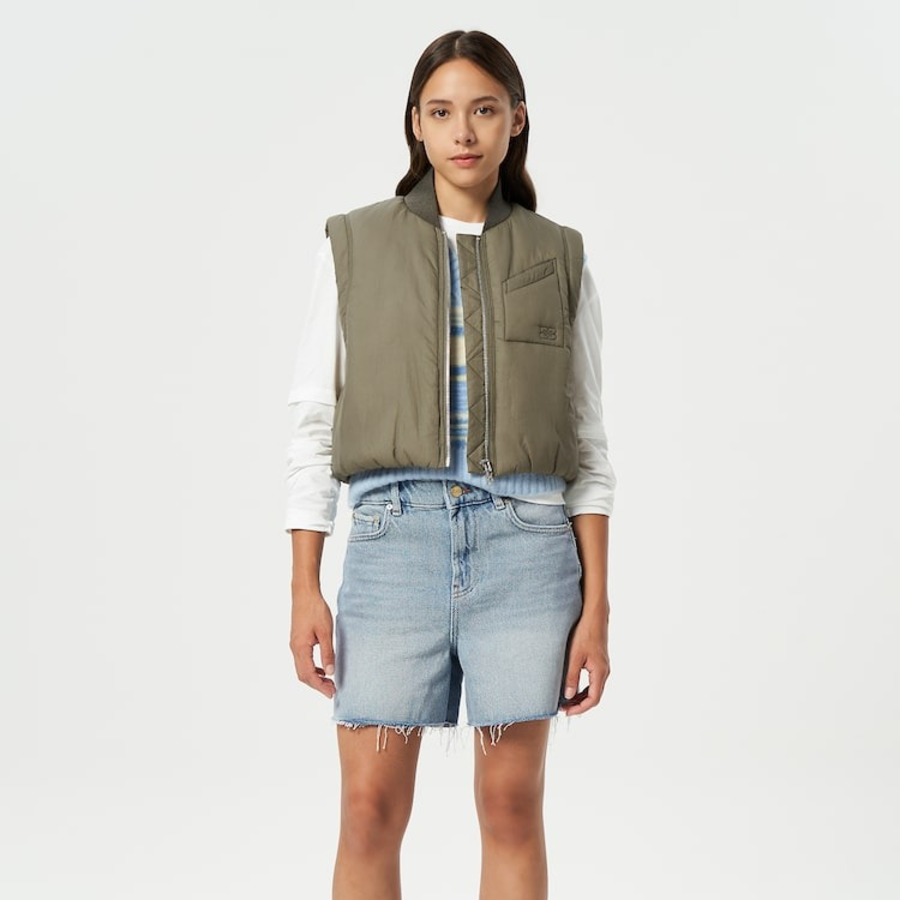 GANNI Quilt Short Vest – Black