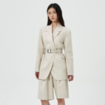 GANNI Cotton Melange Tailoring Blazer – Ivory