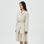 GANNI Cotton Melange Tailoring Blazer – Ivory