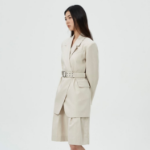 GANNI Cotton Melange Tailoring Blazer – Ivory