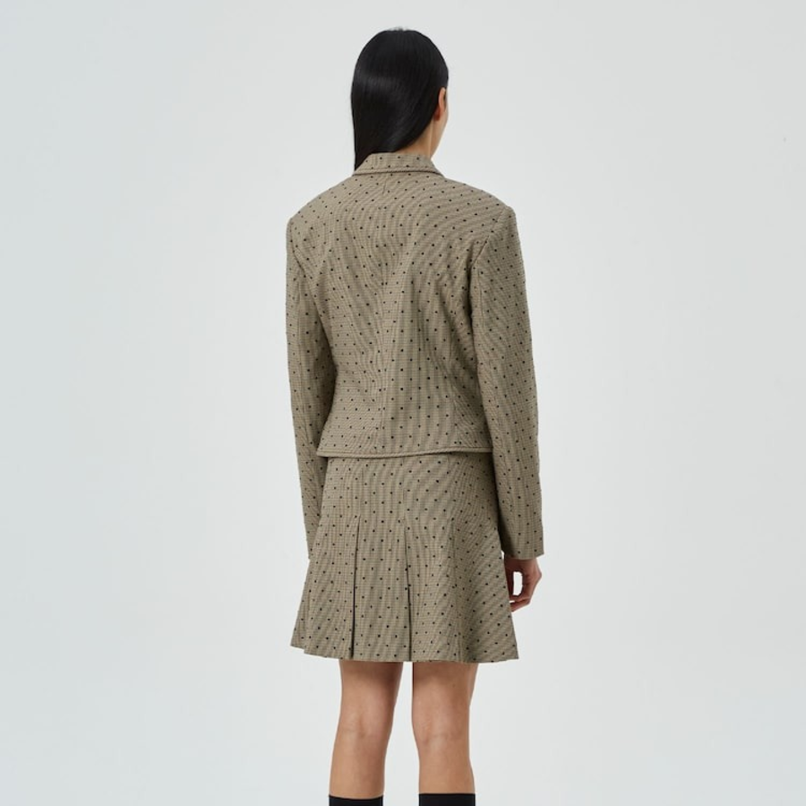 GANNI Flock Check Suiting Blazer – Tigers Eye