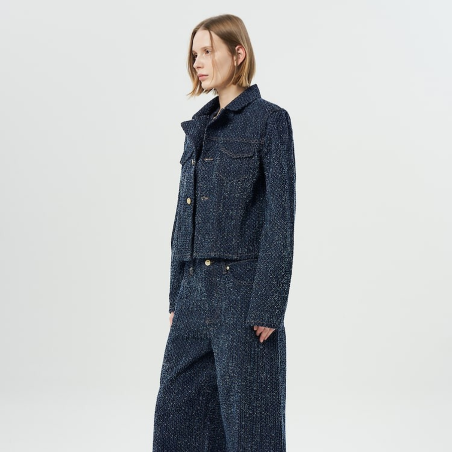 GANNI Fluffy Denim Fitted Blazer – Rinse