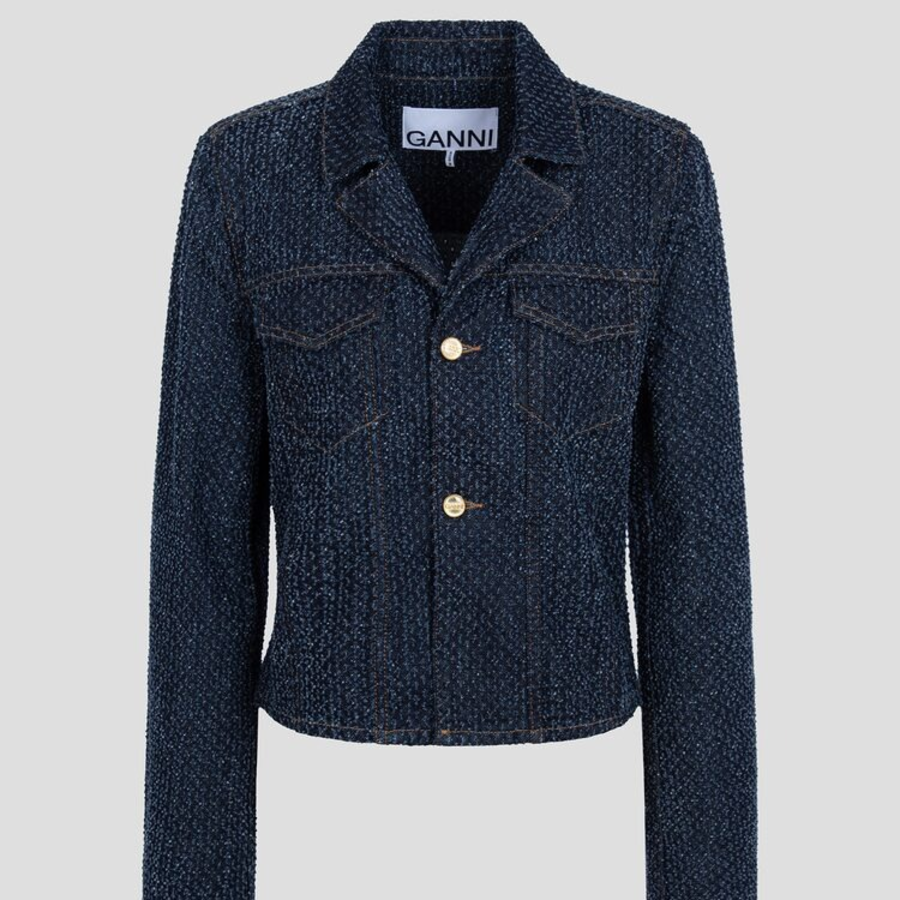 GANNI Fluffy Denim Fitted Blazer – Rinse