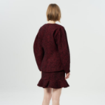 GANNI Herringbone Wool Curve Sleeve Blazer – Red