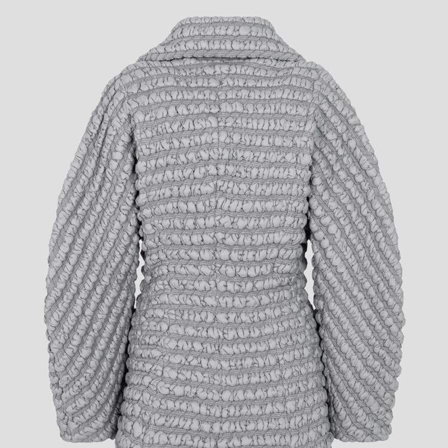 GANNI Stretch Quilt Curve Sleeve Jacket – Gray