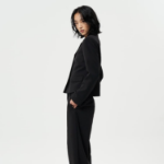 GANNI Light Twill Suiting Fitted Blazer – Black