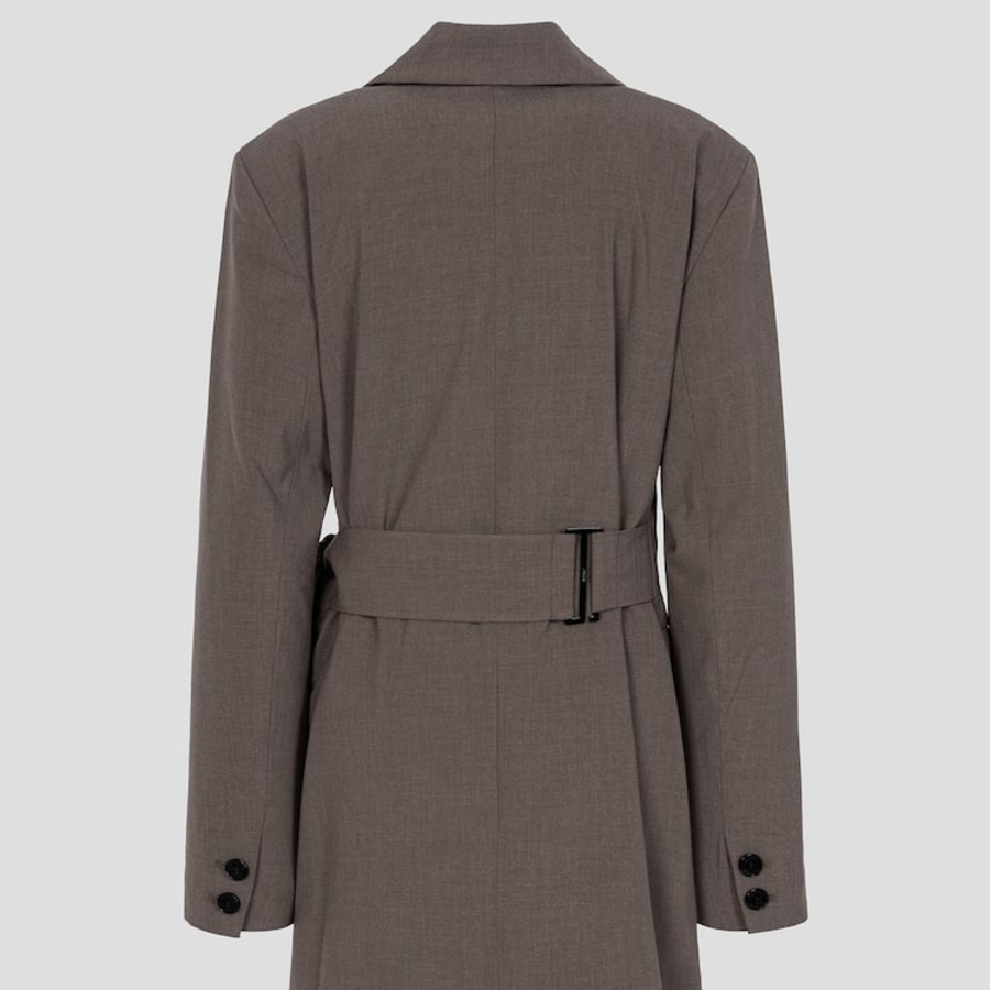 GANNI Drapey Melange Knot Belt Blazer – Shitake