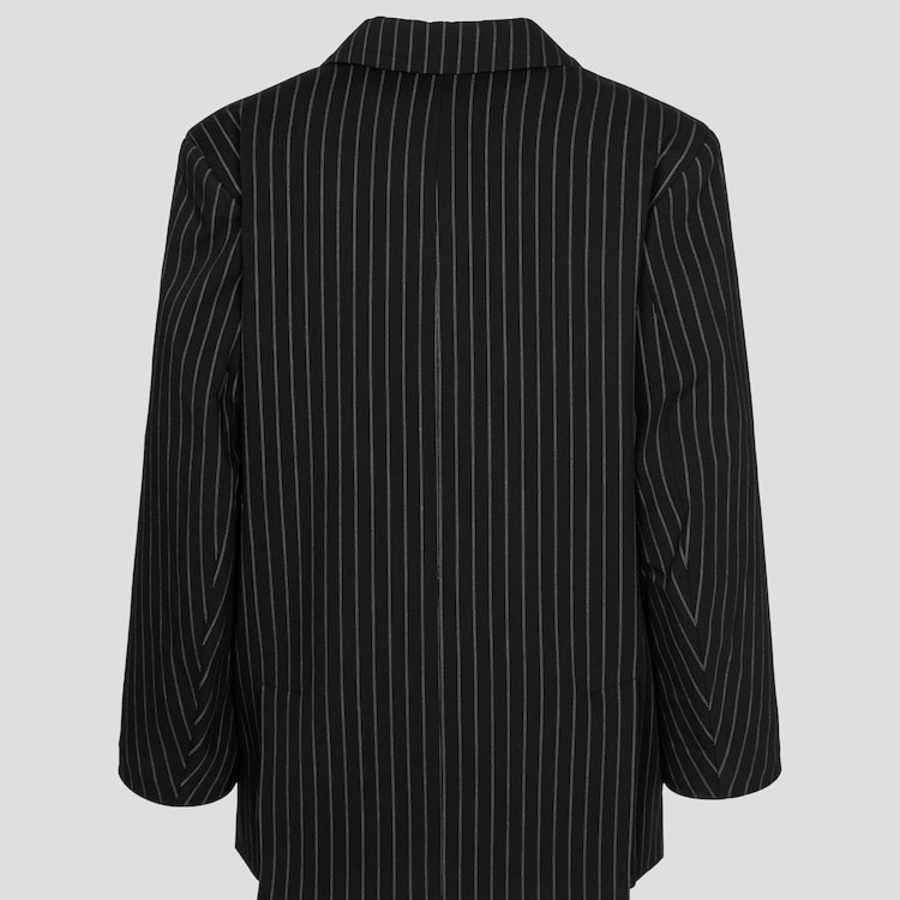 GANNI Stripe Suiting Boxy Blazer – Black