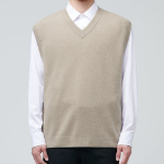Lambswool V-Neck Knit Vest – Beige