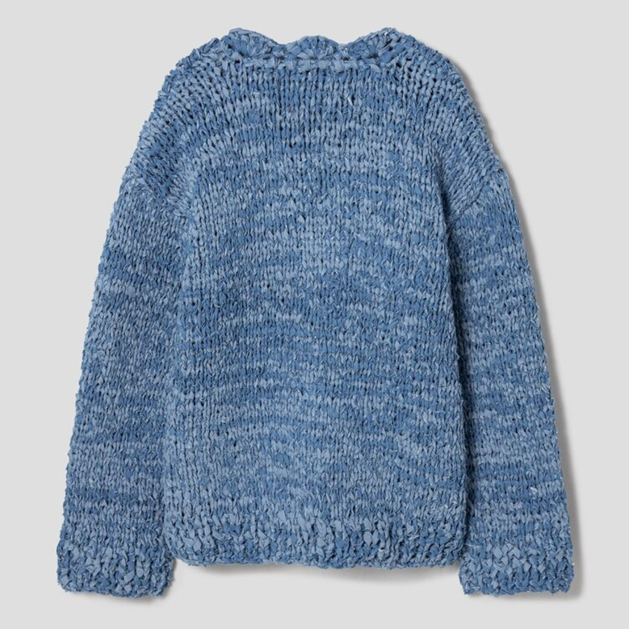 GANNI Denim Handknit Cardigan – Sky Blue