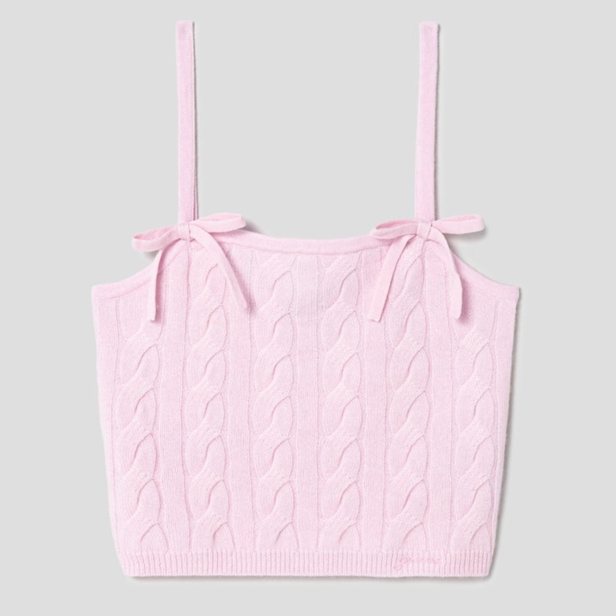 GANNI Cashmere Mix Strap Top – Light Pink