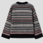 ANNI Soft Wool Stripe Boxy Cardigan – Black