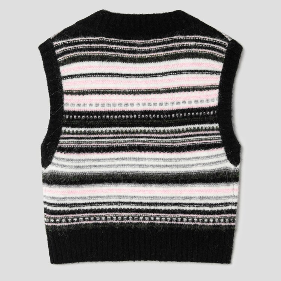 GANNI Soft Wool Stripe Vest – Black