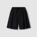 JAJU Shirring Bermuda Pants (Black) — женственные бермуды с акцентом на комфорт и стиль