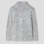GANNI Chunky Marled Handknit Open Back Pullover – Light Grey