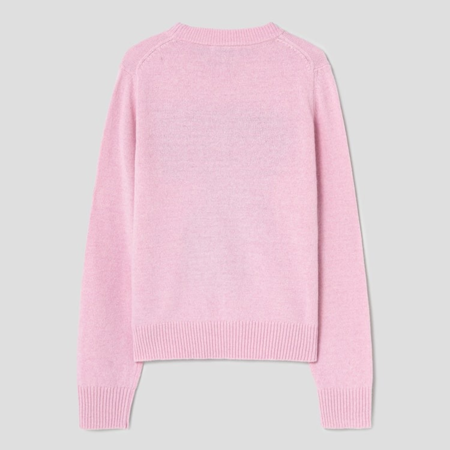 GANNI Graphic Wool Mix Bunny Crewneck – Chalk Pink