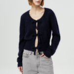 GANNI Light Mohair Tie String Cardigan – Navy