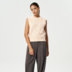 GANNI Wool Cotton Bubble Vest – Egret