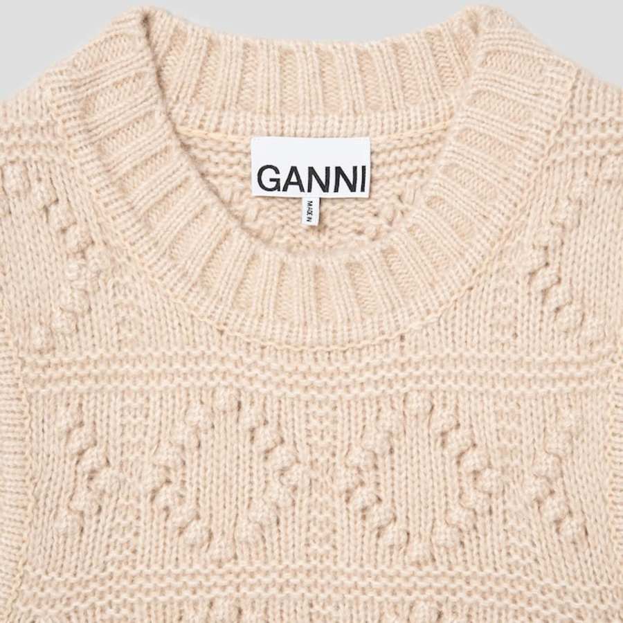 GANNI Wool Cotton Bubble Vest – Egret