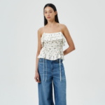 GANNI Printed Satin Slip Top – Egret