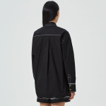 GANNI Cotton Poplin Long Sleeve Raglan Shirt - Black