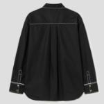 GANNI Cotton Poplin Long Sleeve Raglan Shirt - Black