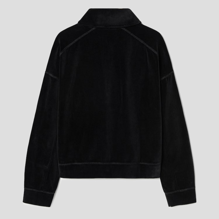 GANNI Heavy Velour Drop Shoulder Polo Shirt - Black