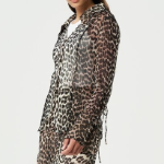 GANNI Printed Chiffon Slim Shirt - Almond Milk