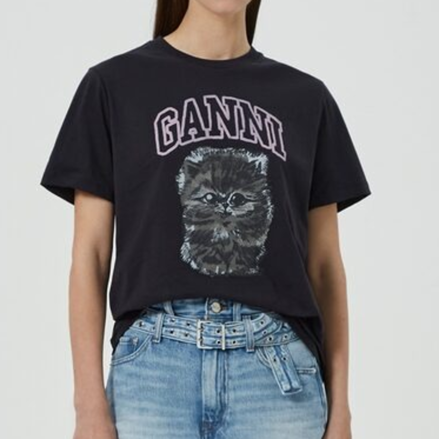 GANNI [EXCLUSIVE] Basic Cotton Jersey Katty Relaxed T-shirt - Ash