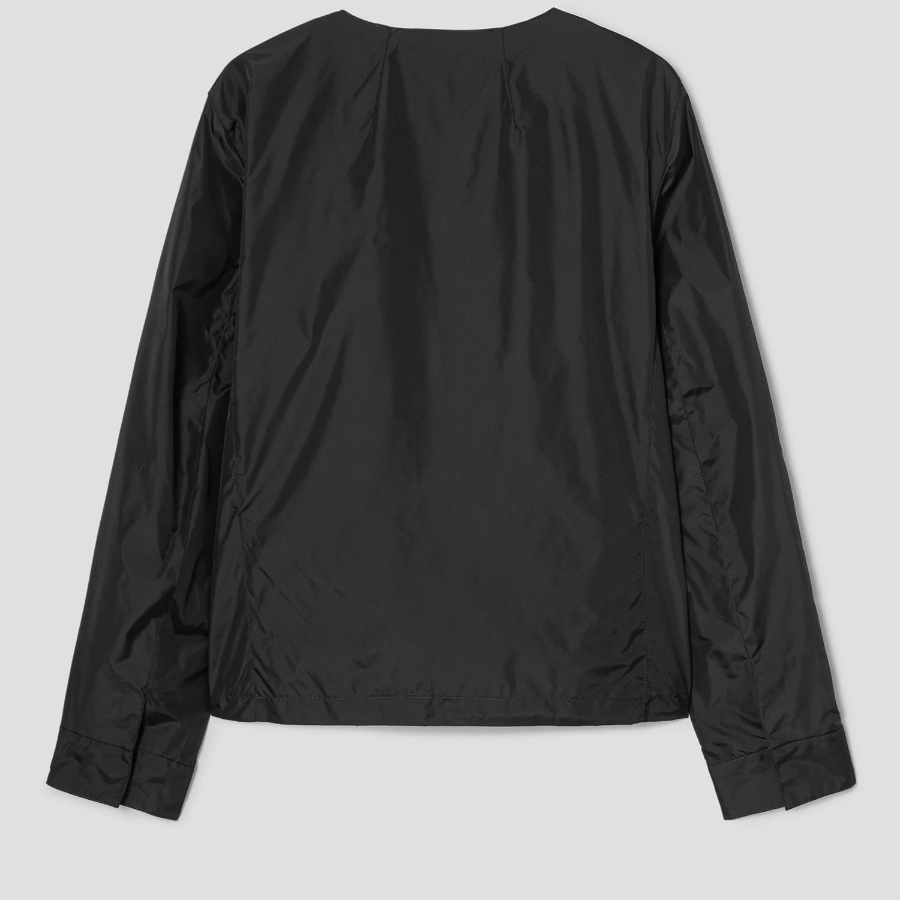 Theory Women Crisp Nylon Crew Neck Zip Up Jacket - Black