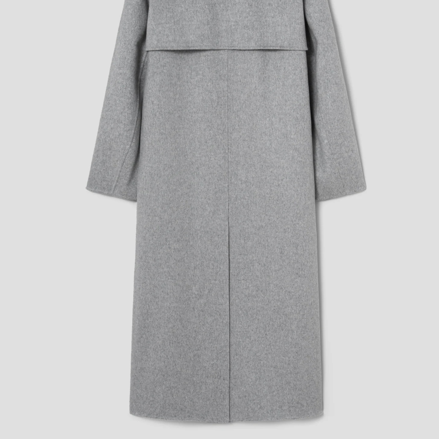 Theory Women Double Wool-Cashmere Double Overcoat — Light Grey Melange