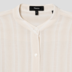 Theory Women Striped Gauze Boyfriend Shirt Ivory Multi