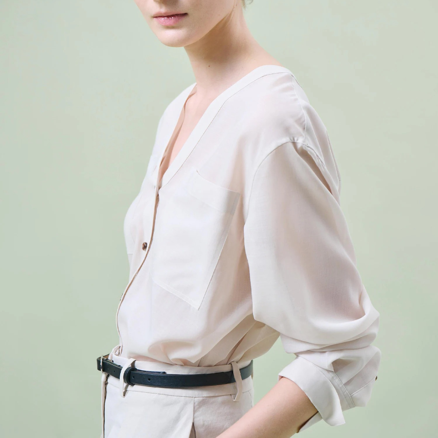 Theory Women Lightweight Wool Oversized Pocket Shirt - Sand