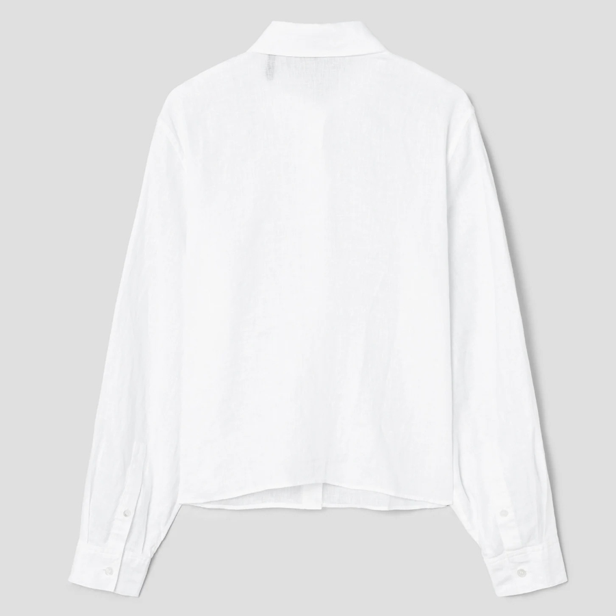 Theory Women Relaxed Linen Curve Sleeve Shirt - White