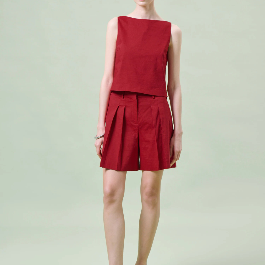 Theory Women Good Crunch Bateau Neck Top - Cherry