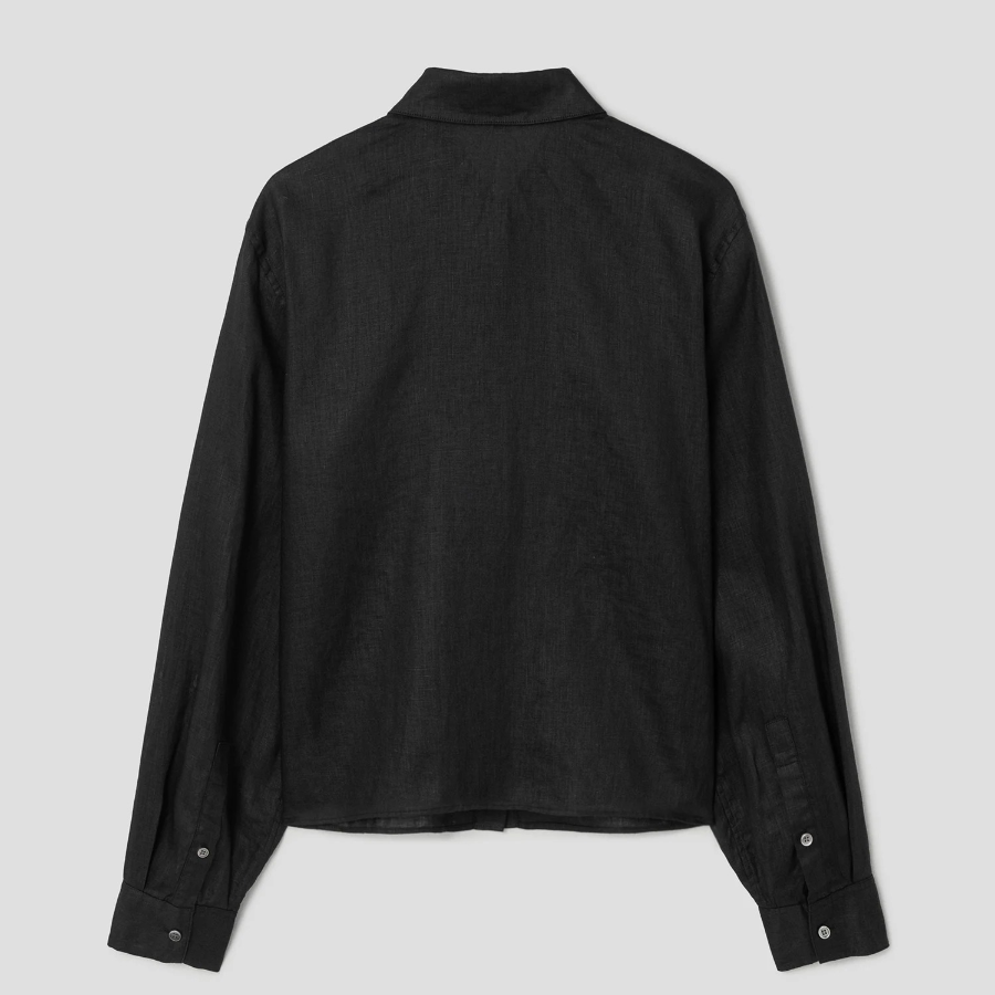 Theory Women Relaxed Linen Curve Sleeve Shirt - Black