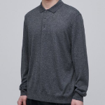 Merino Wool Blend High Gauge Collared Knit — Medium Gray
