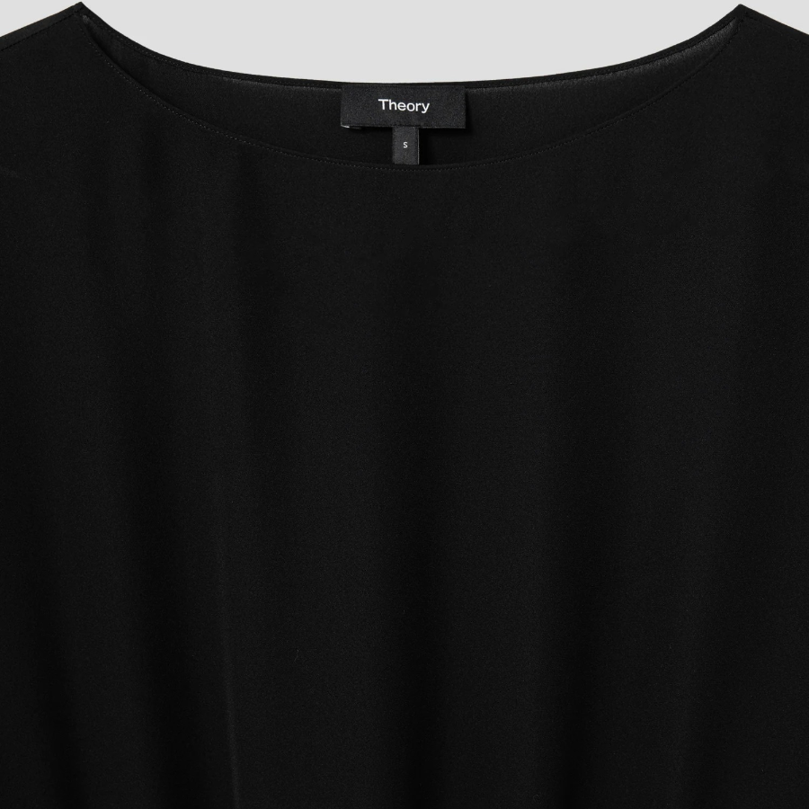 Theory Women Silk Combo Rib Waistband Shortsleevetop - Black