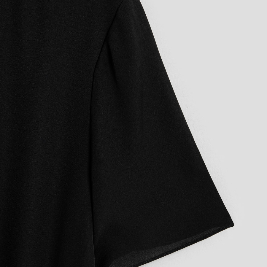 Theory Women Silk Combo Rib Waistband Shortsleevetop - Black