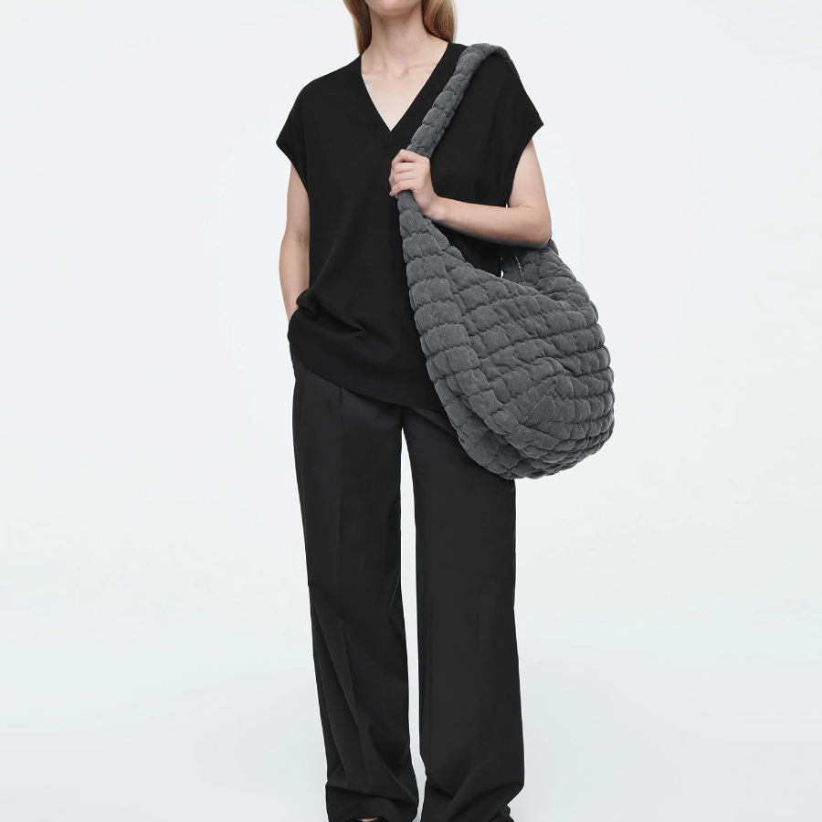 COS Oversized Quilted Crossbody Bag – Grey Denim