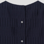 KUHO [Crease Series] Texture Half-Sleeved Blouse - Navy