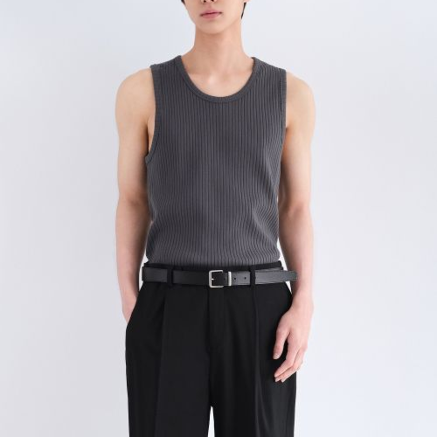 Wide Ribbed Tank Top — Dark Grey