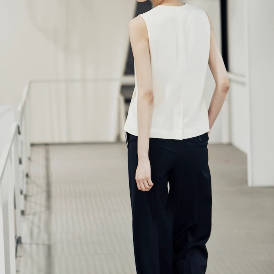 KUHO [Edit] Side Button Blouse - White