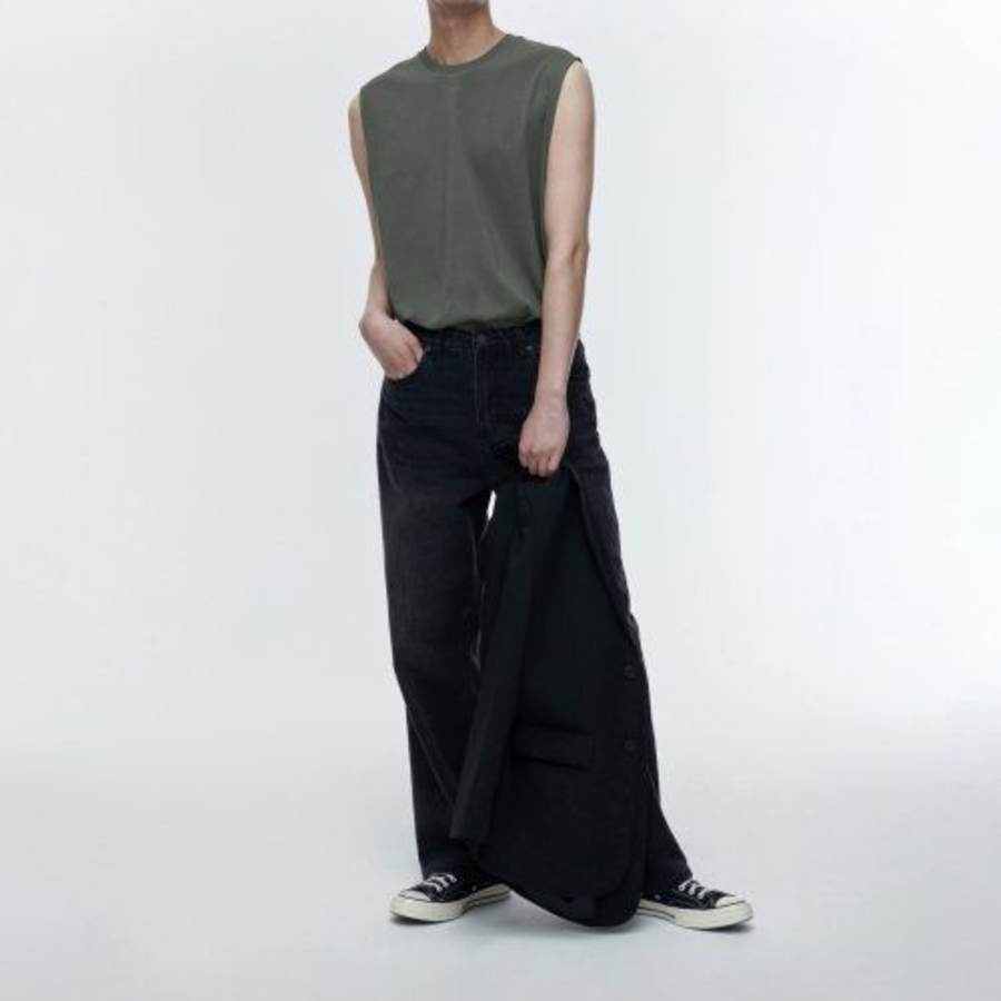 [CoolTandaard] Relaxed Sleeveless Top — Light Khaki
